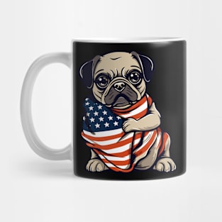 Pug American Flag 4th Of July Dog Patriotic Puppy USA Mug